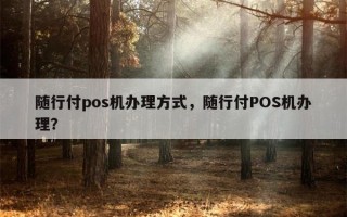 随行付pos机办理方式，随行付POS机办理？