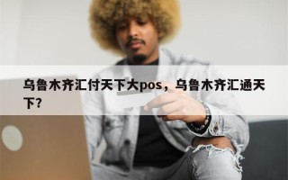 乌鲁木齐汇付天下大pos，乌鲁木齐汇通天下？