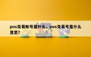 pos交易帐号是什么，pos交易号是什么意思？