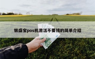 银盛宝pos机激活不要钱的简单介绍