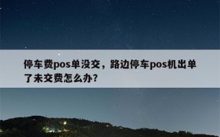 停车费pos单没交，路边停车pos机出单了未交费怎么办？