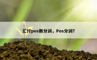 汇付pos断分润，Pos分润？