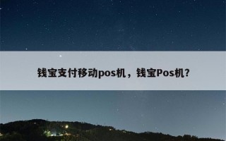 钱宝支付移动pos机，钱宝Pos机？